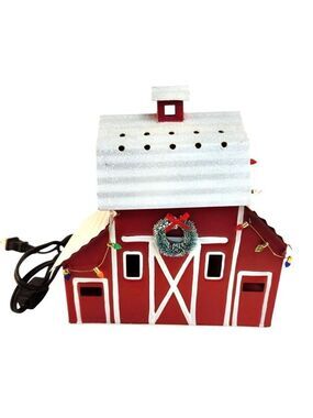 Scentsy Authentic Red Barn Wax Warmer With Light-Up Windows & Glittered Roof Des